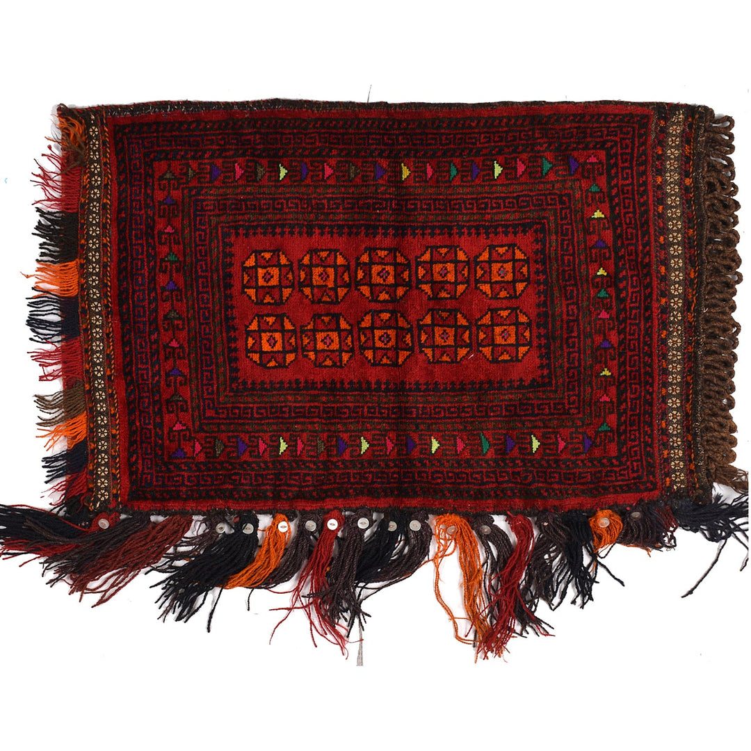 Red Afghan Balisht Rug 2' x 3' 2" Hand-Knotted
