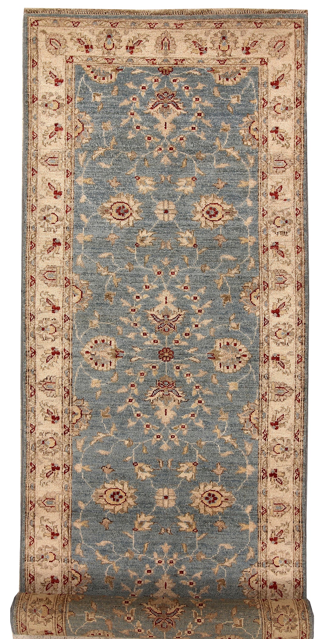 Light Slate Grey Afghan Ziegler Rug 2' 8" x 9' 9" Hand-Knotted