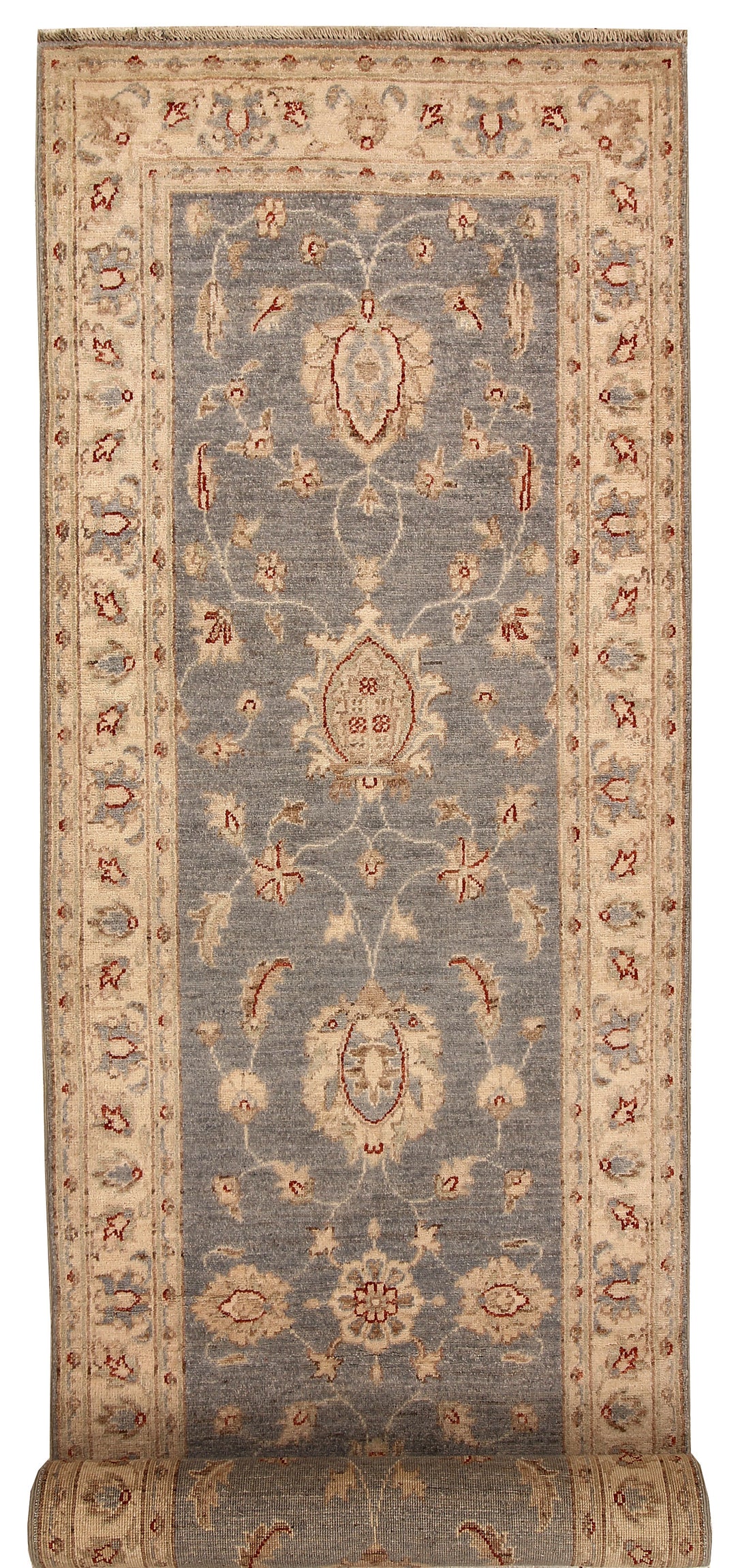 Light Slate Grey Afghan Ziegler Rug 2' 8" x 10' 2" Hand-Knotted