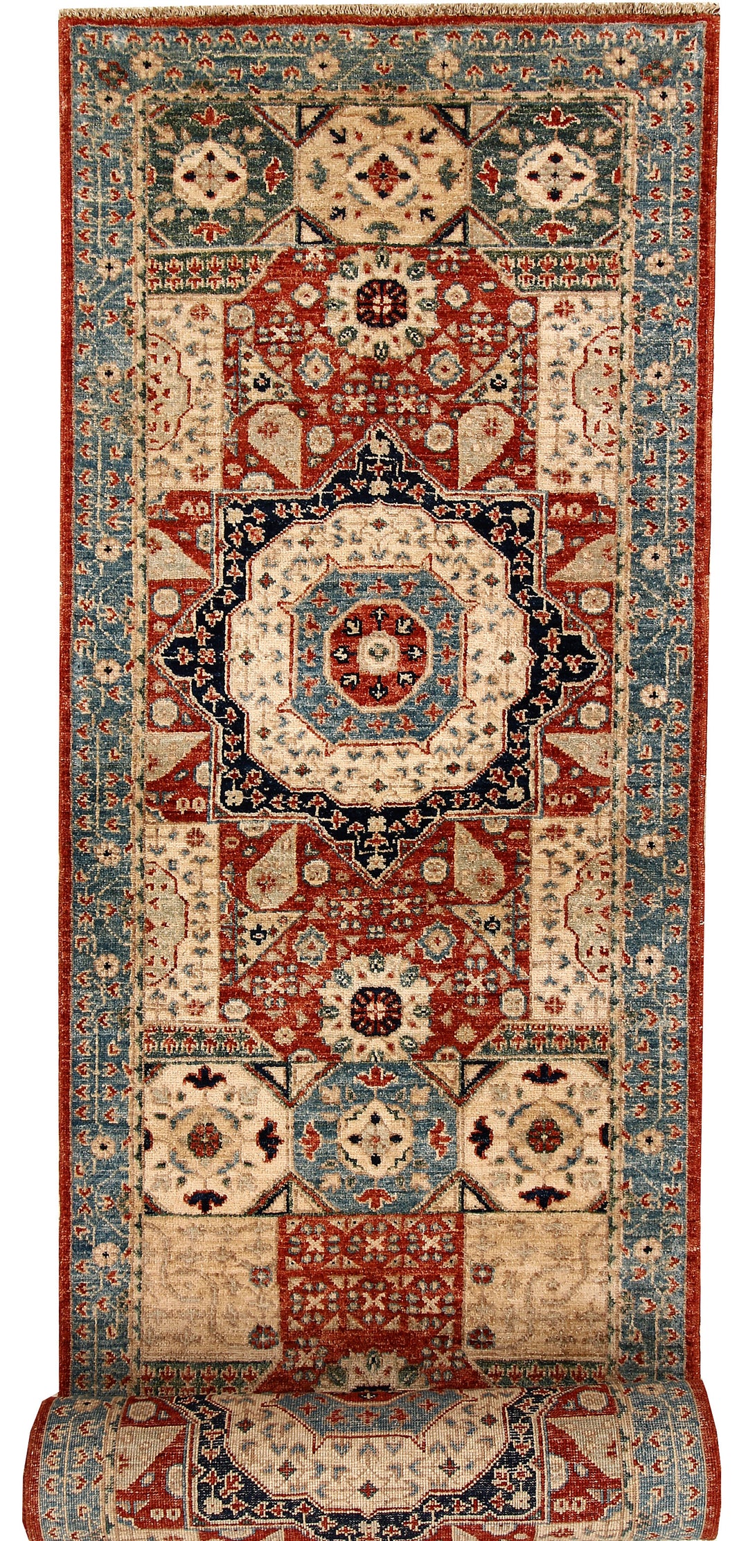 Afghan Mamluk Rug 2' 8" x 14' 10" Hand-Knotted