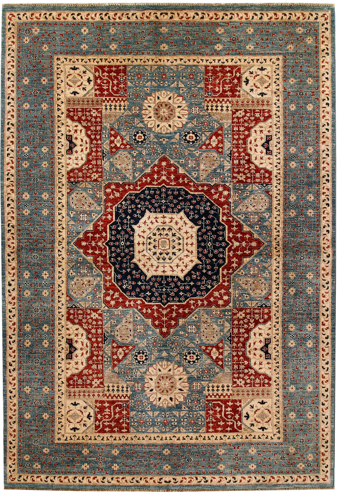 Afghan Mamluk Rug 6' 6 x 9' 8 Hand-Knotted