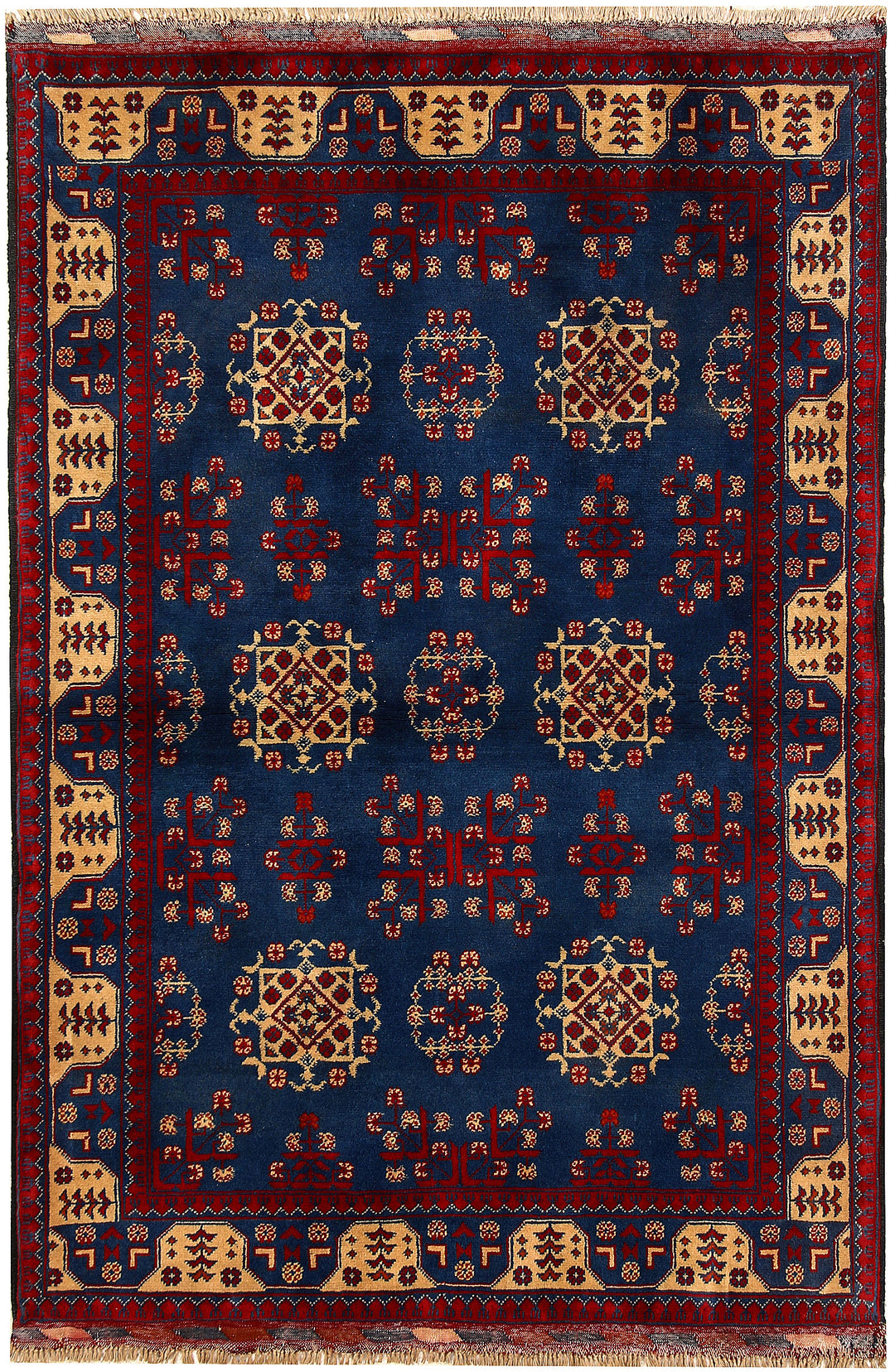 Navy Afghan Khal Mohammadi Rug 3'4" x 4'10" Hand-Knotted