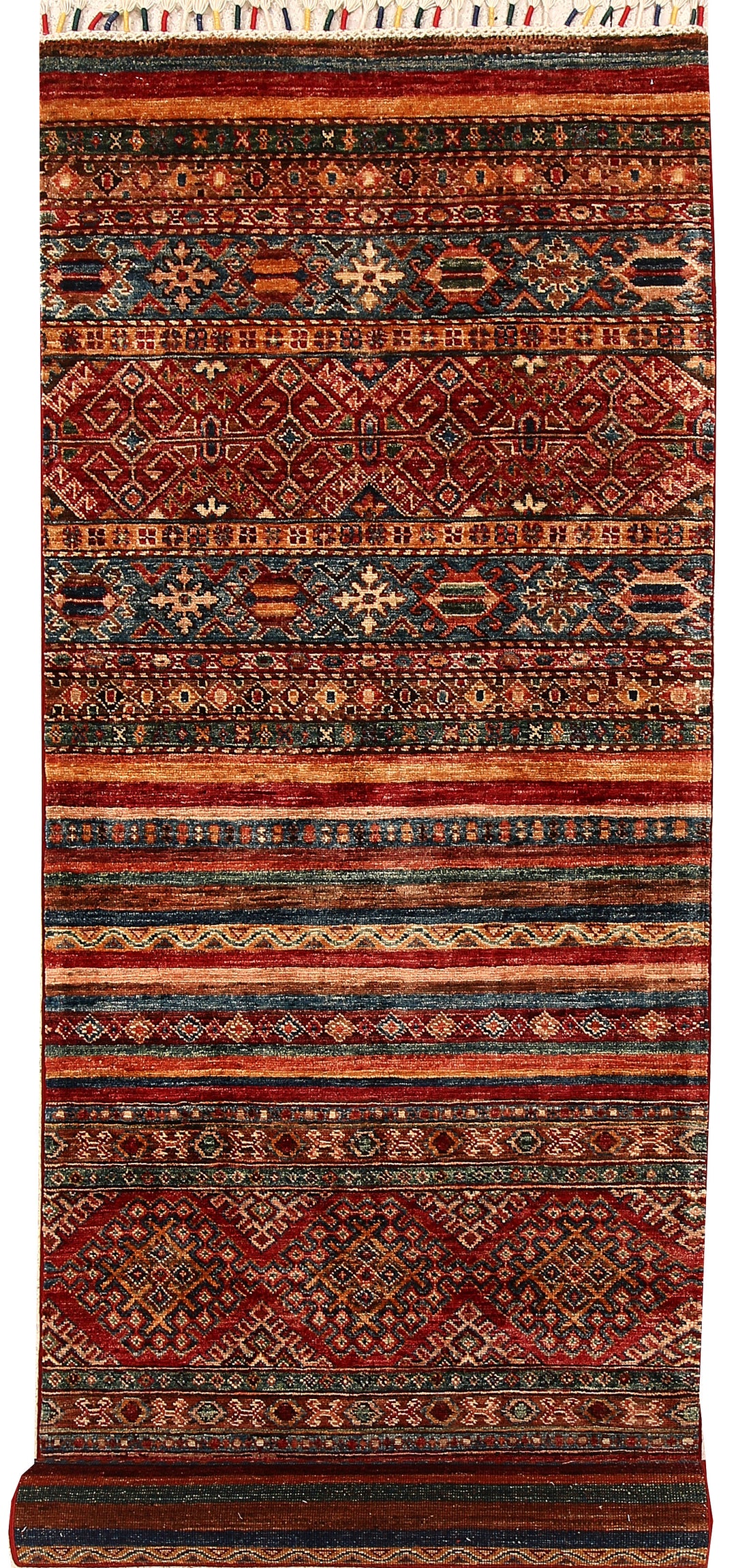 Afghan Kazak Rug 2' 9" x 10' Hand-Knotted