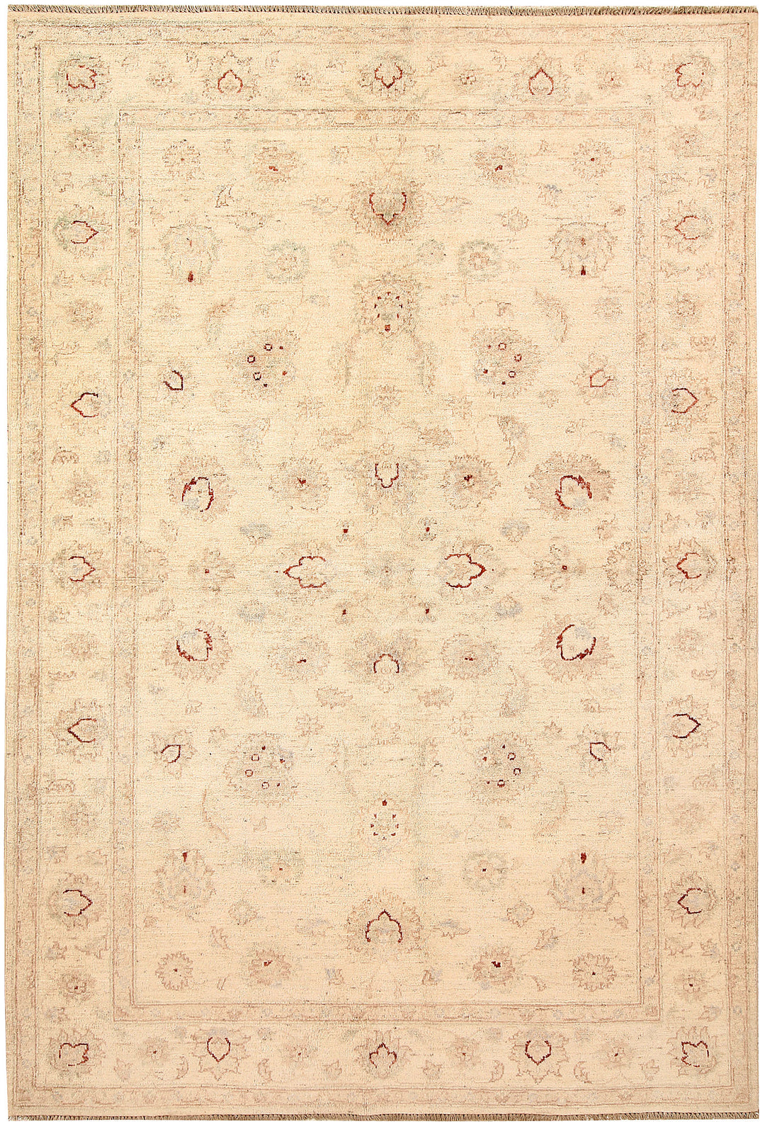 Afghan Ziegler Rug 5'5" x 7'10" Hand-Knotted