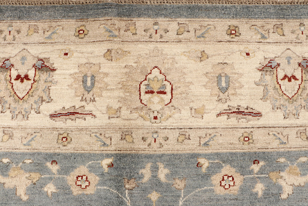 Light Slate Grey Afghan Ziegler Rug 9' 1 x 11' 10 Hand-Knotted