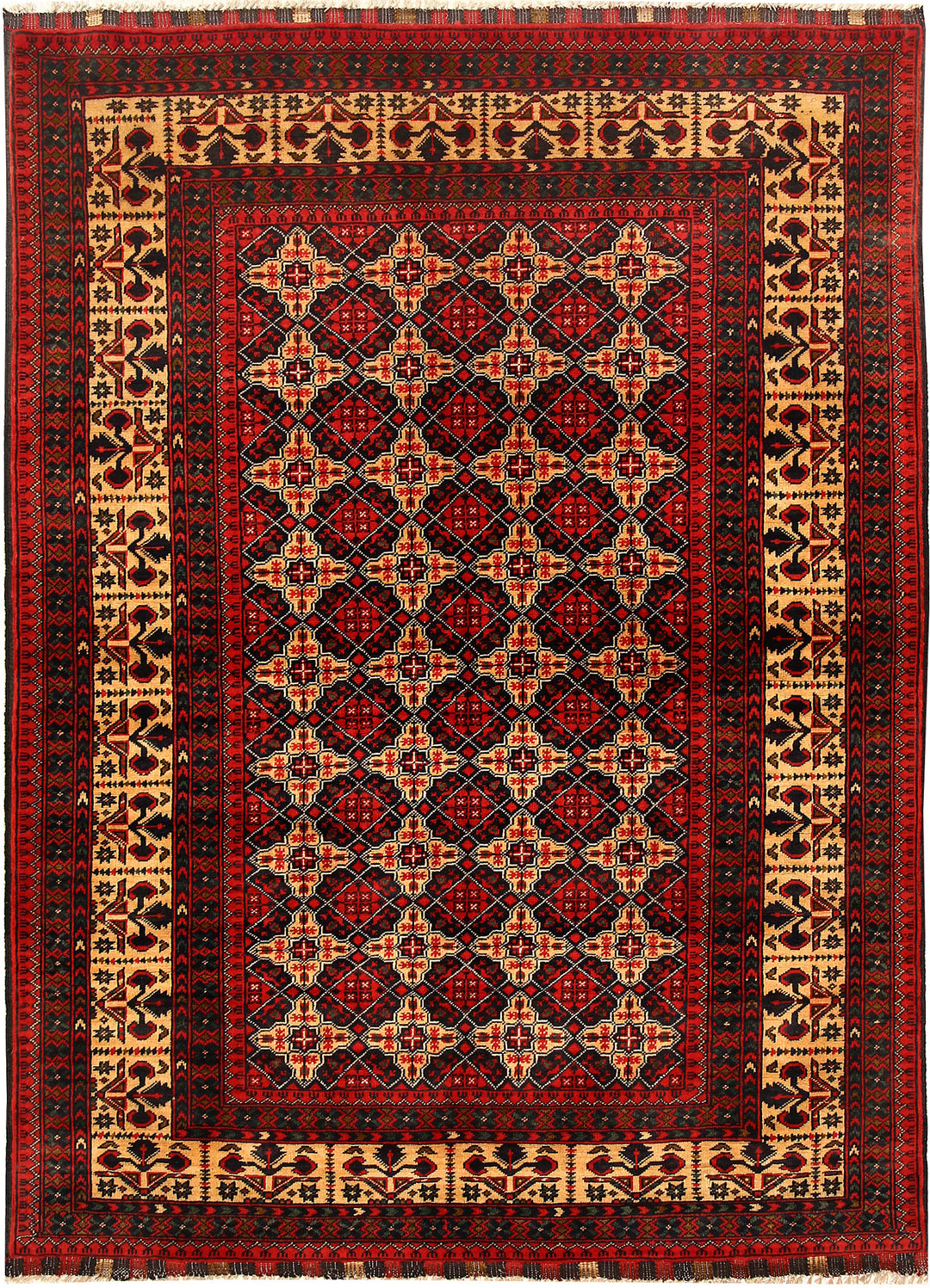 Afghan Khal Mohammadi Rug 4'8" x 6'5" Hand-Knotted