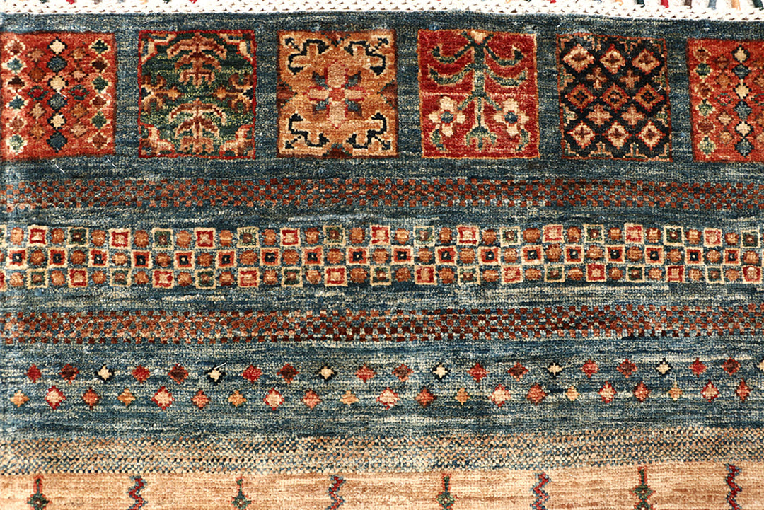 Afghan Kazak Rug 6'8" x 9'10" Hand-Knotted