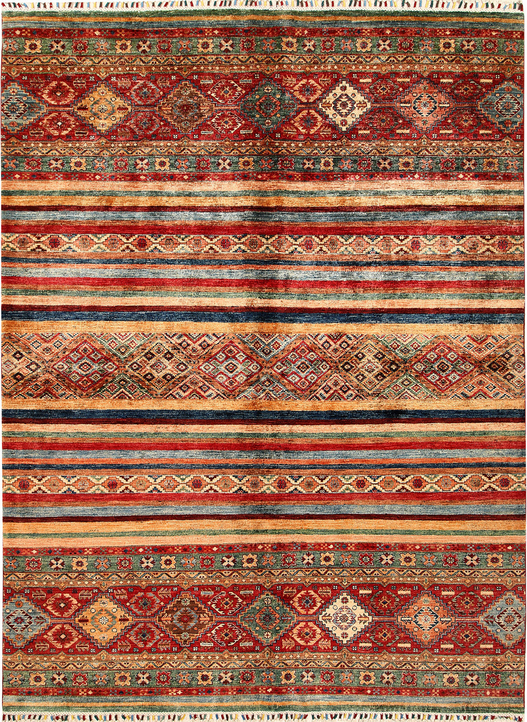 Afghan Kazak Rug 7' x 9' 4" Hand-Knotted
