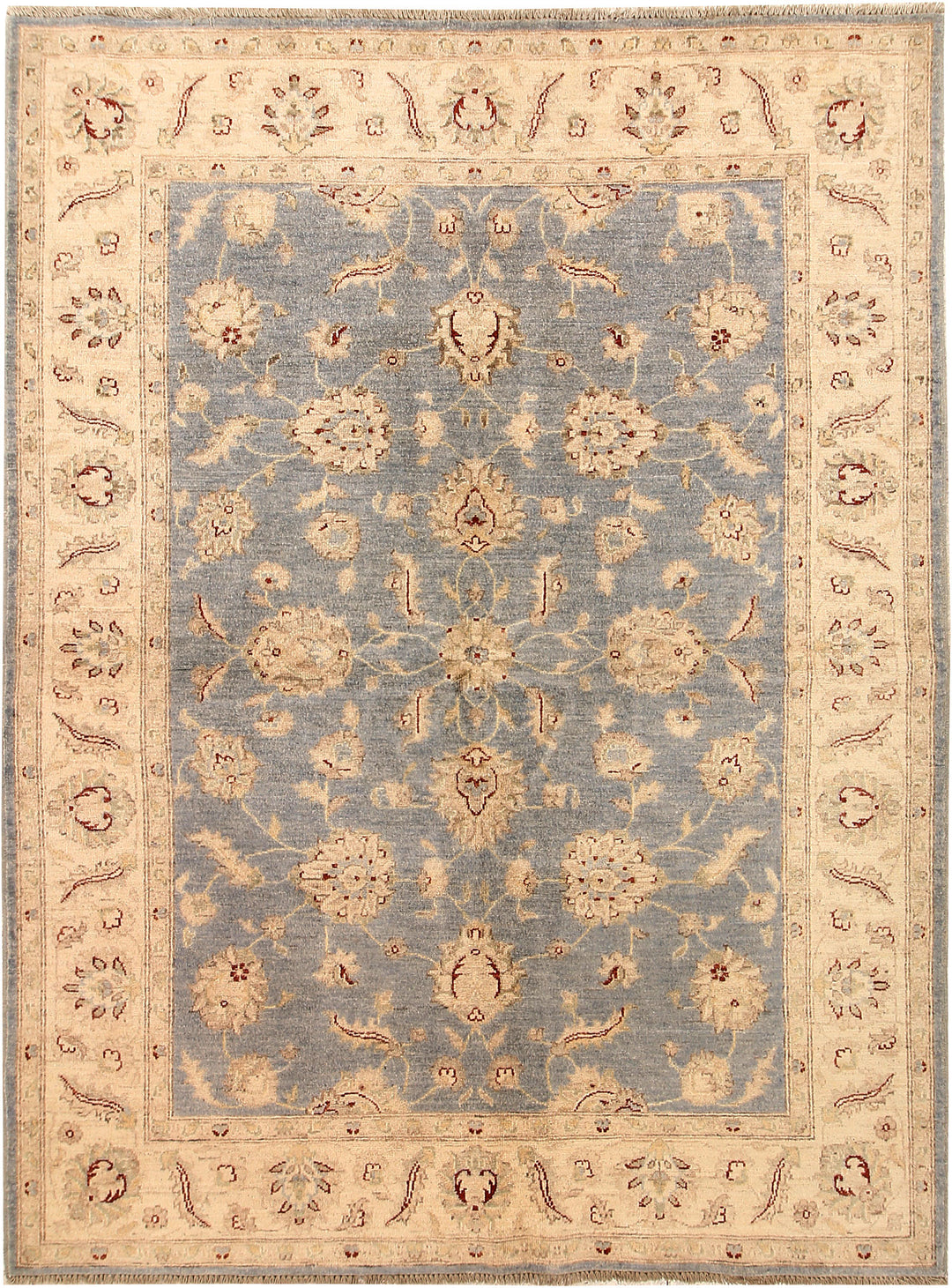 Light Slate Grey Afghan Ziegler Rug 5' 10 x 7' 10 Hand-Knotted