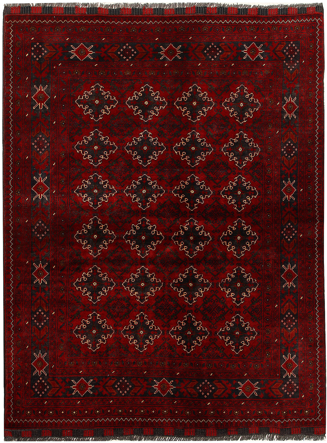 Maroon Afghan Khal Mohammadi Rug 4'10" x 6'4" Hand-Knotted
