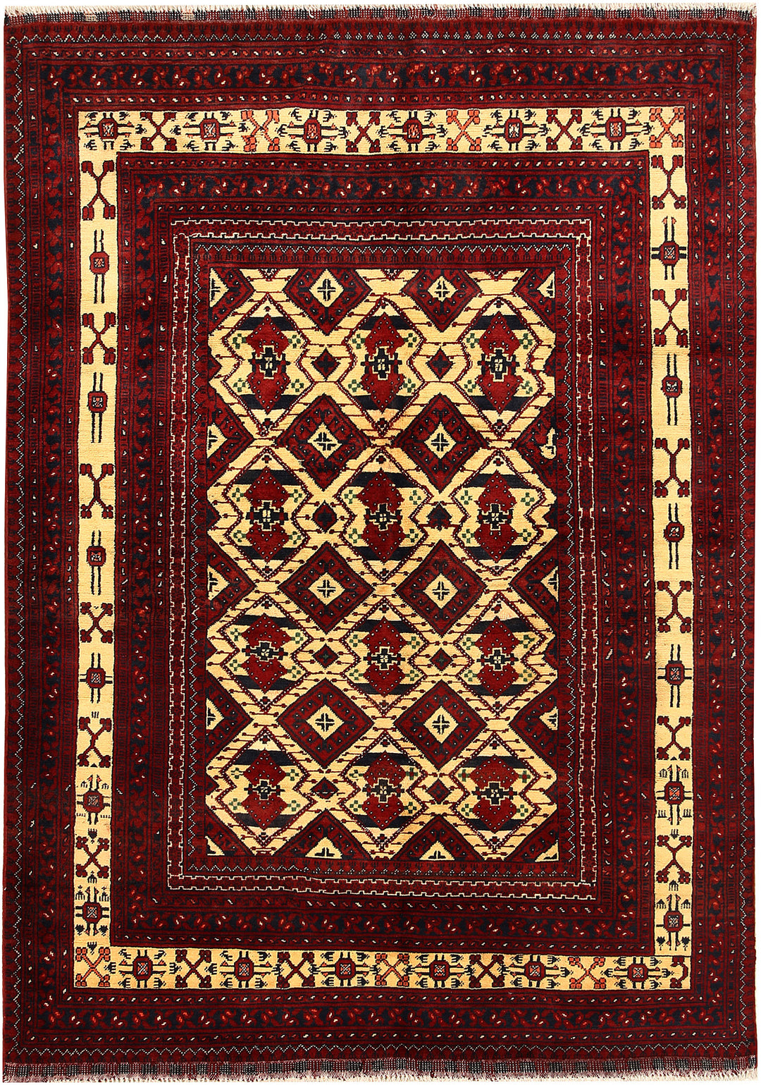 Afghan Khal Mohammadi Rug 4'7" x 6'6" Hand-Knotted