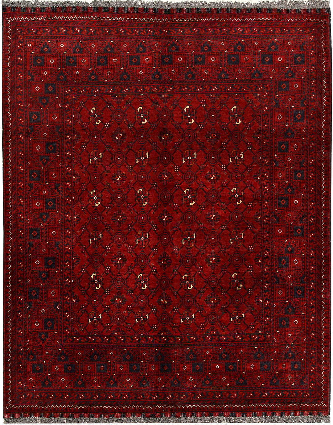 Maroon Afghan Khal Mohammadi Rug 5' x 6' 3 Hand-Knotted