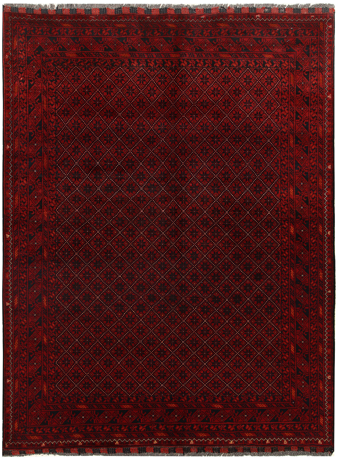 Maroon Afghan Khal Mohammadi Rug 4'11" x 6'5" Hand-Knotted