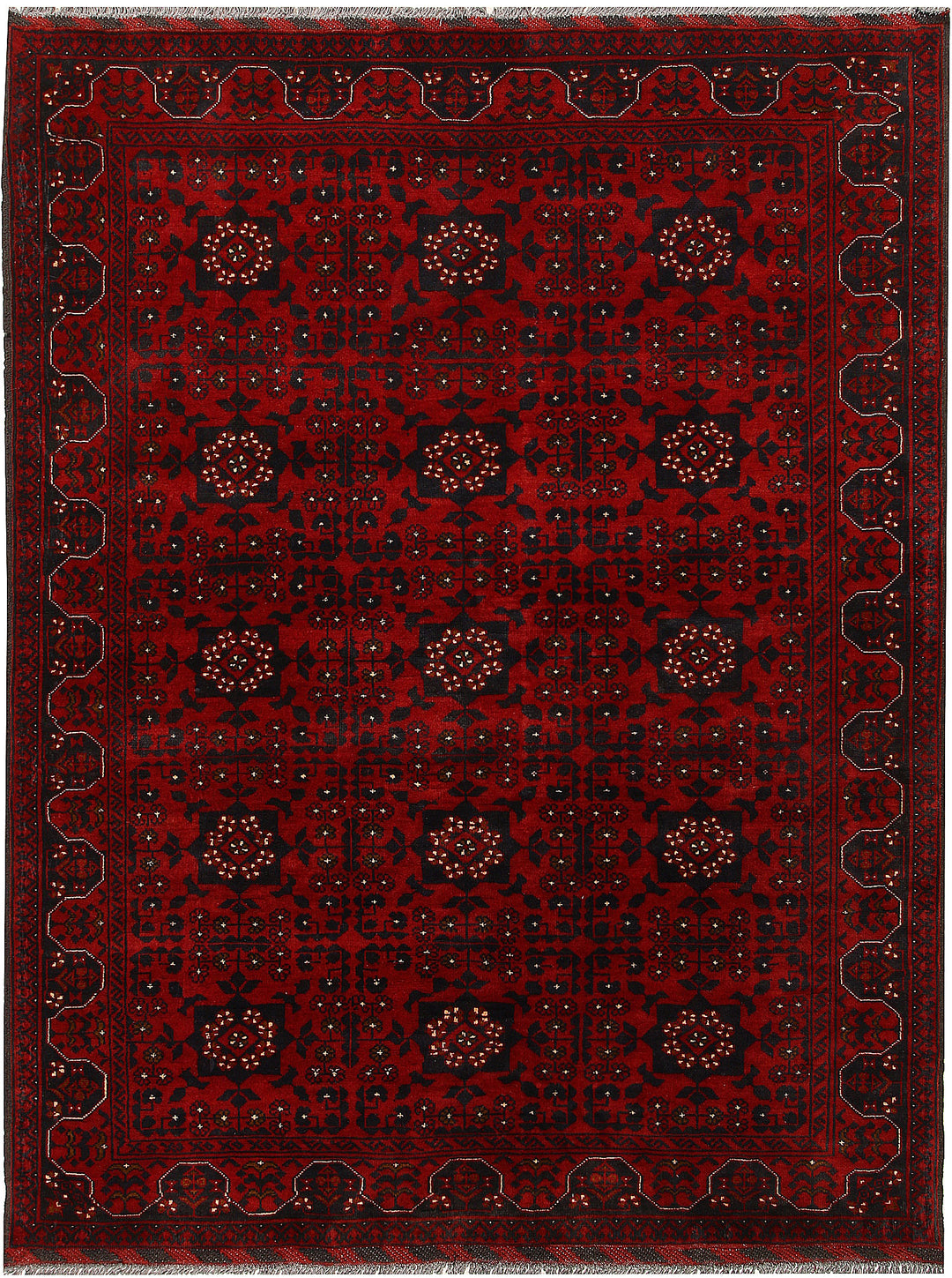 Maroon Afghan Khal Mohammadi Rug 4'11" x 6'4" Hand-Knotted