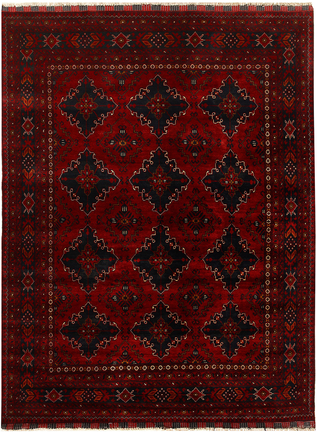 Maroon Afghan Khal Mohammadi Rug 5'10" x 7'8" Hand-Knotted