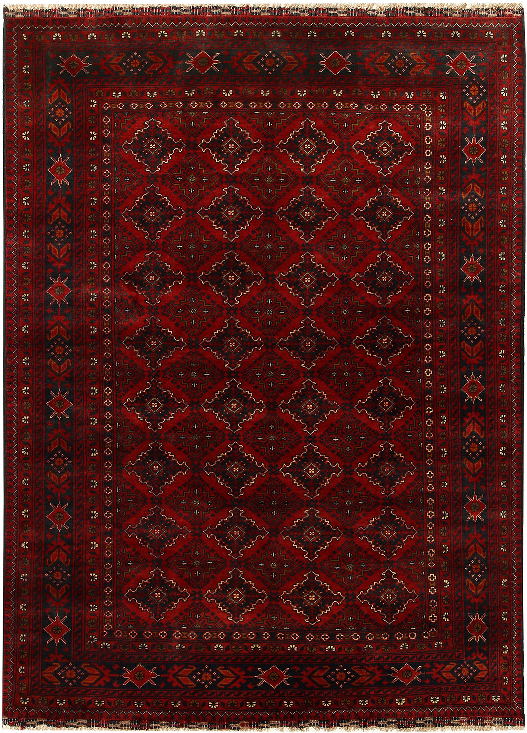 Maroon Afghan Khal Mohammadi Rug 5'7" x 7'8" Hand-Knotted
