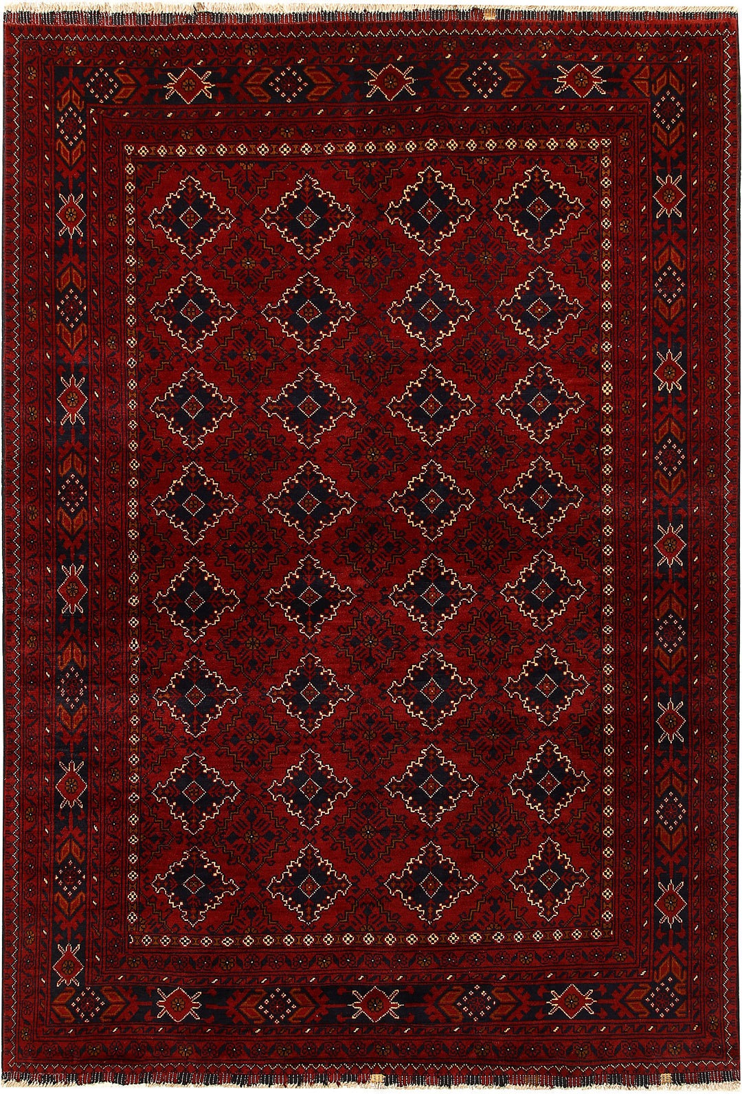 Maroon Afghan Khal Mohammadi Rug 6'5" x 9'2" Hand-Knotted