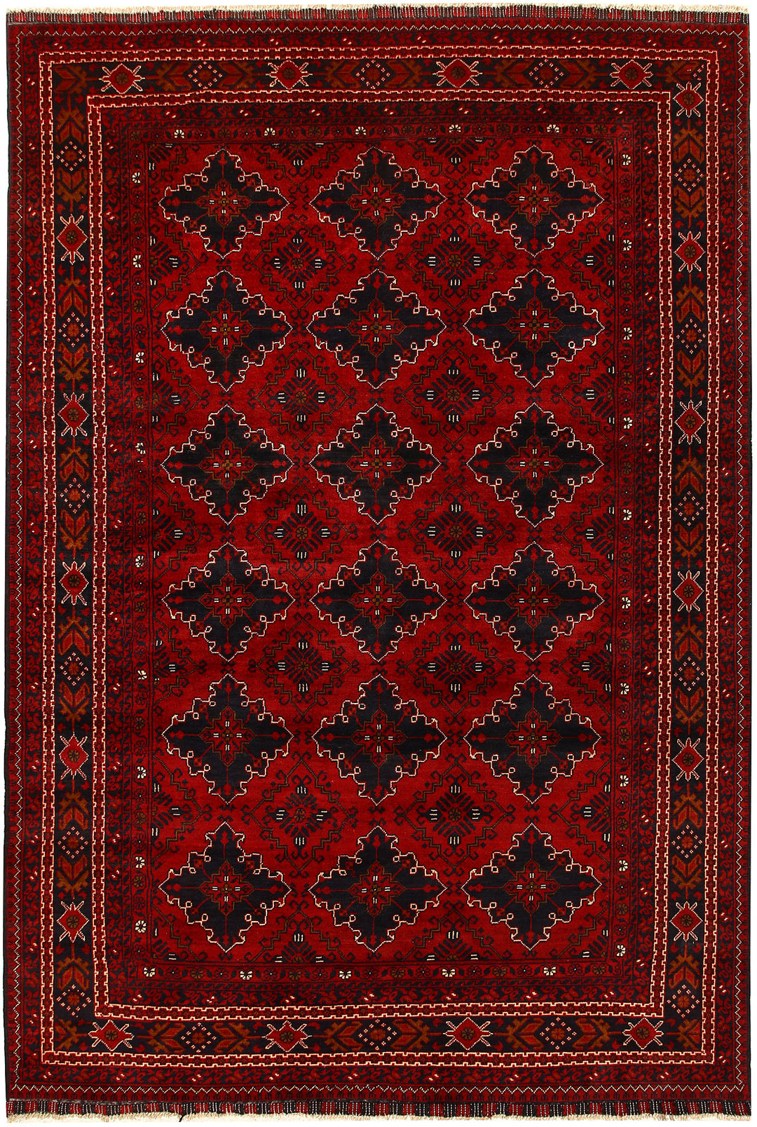 Maroon Afghan Khal Mohammadi Rug 6'7" x 9'8" Hand-Knotted
