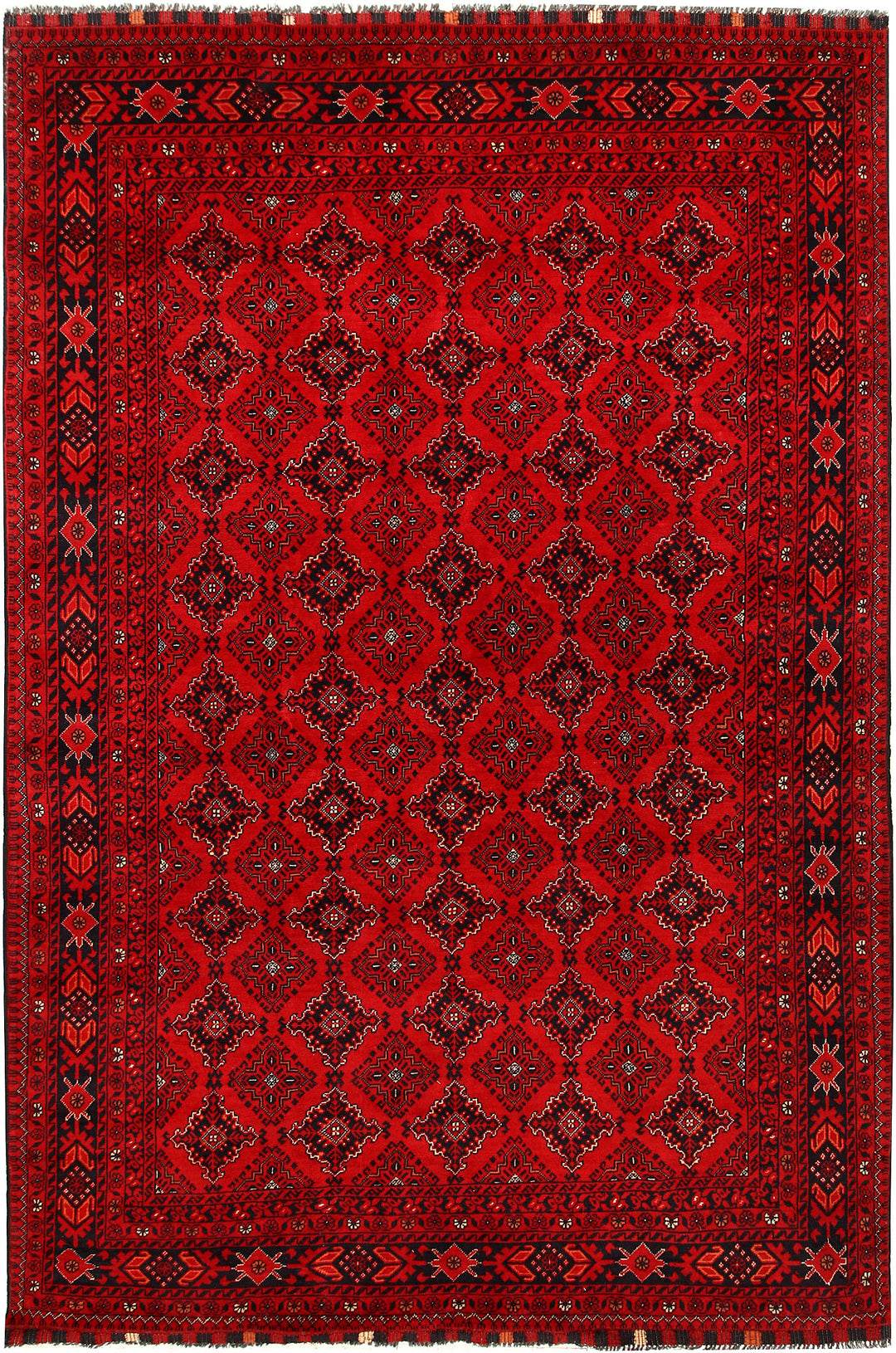 Red Afghan Khal Mohammadi Rug 6' 5 x 9' 8 Hand-Knotted