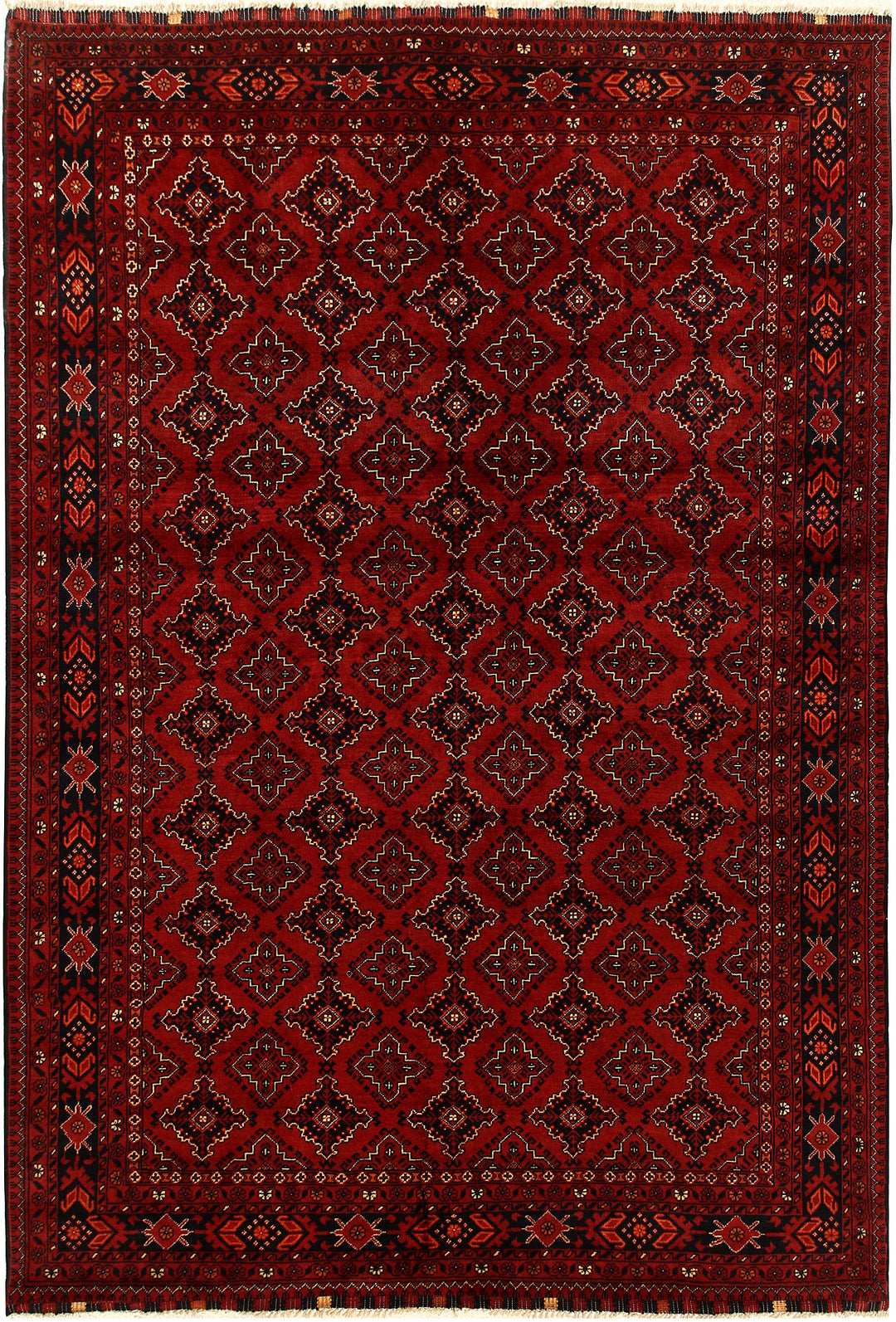 Maroon Afghan Khal Mohammadi Rug 6'6" x 9'7" Hand-Knotted