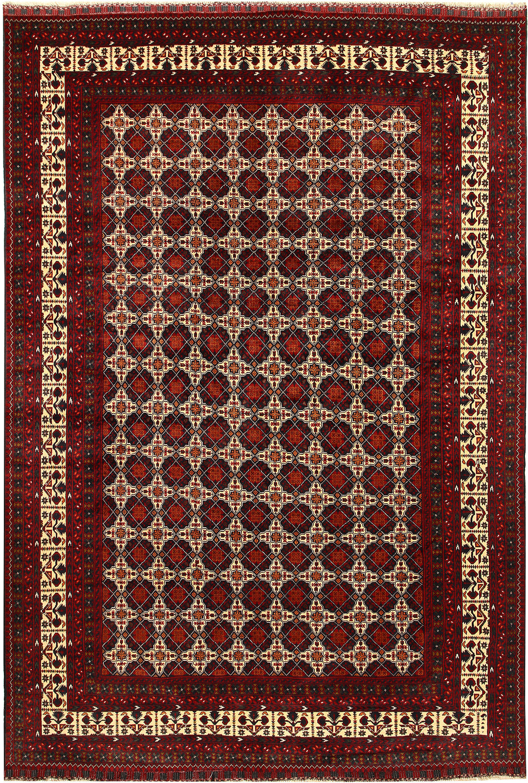 Afghan Khal Mohammadi Rug 7'11" x 11'8" Hand-Knotted