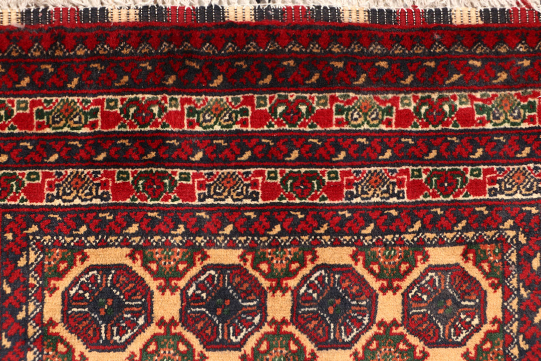 White Afghan Khal Mohammadi Rug 2'7" x 9'8" Hand-Knotted view