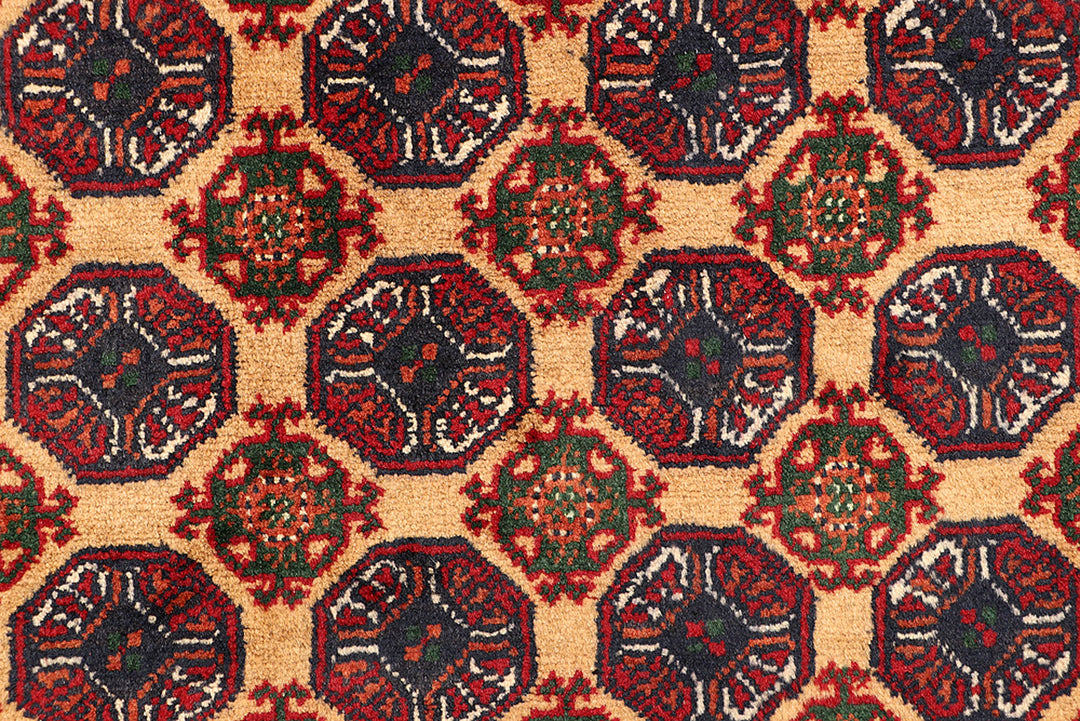 White Afghan Khal Mohammadi Rug 2'7" x 9'8" Hand-Knotted close-up