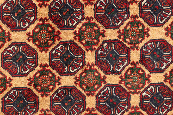 White Afghan Khal Mohammadi Rug 2'7" x 9'8" Hand-Knotted close-up