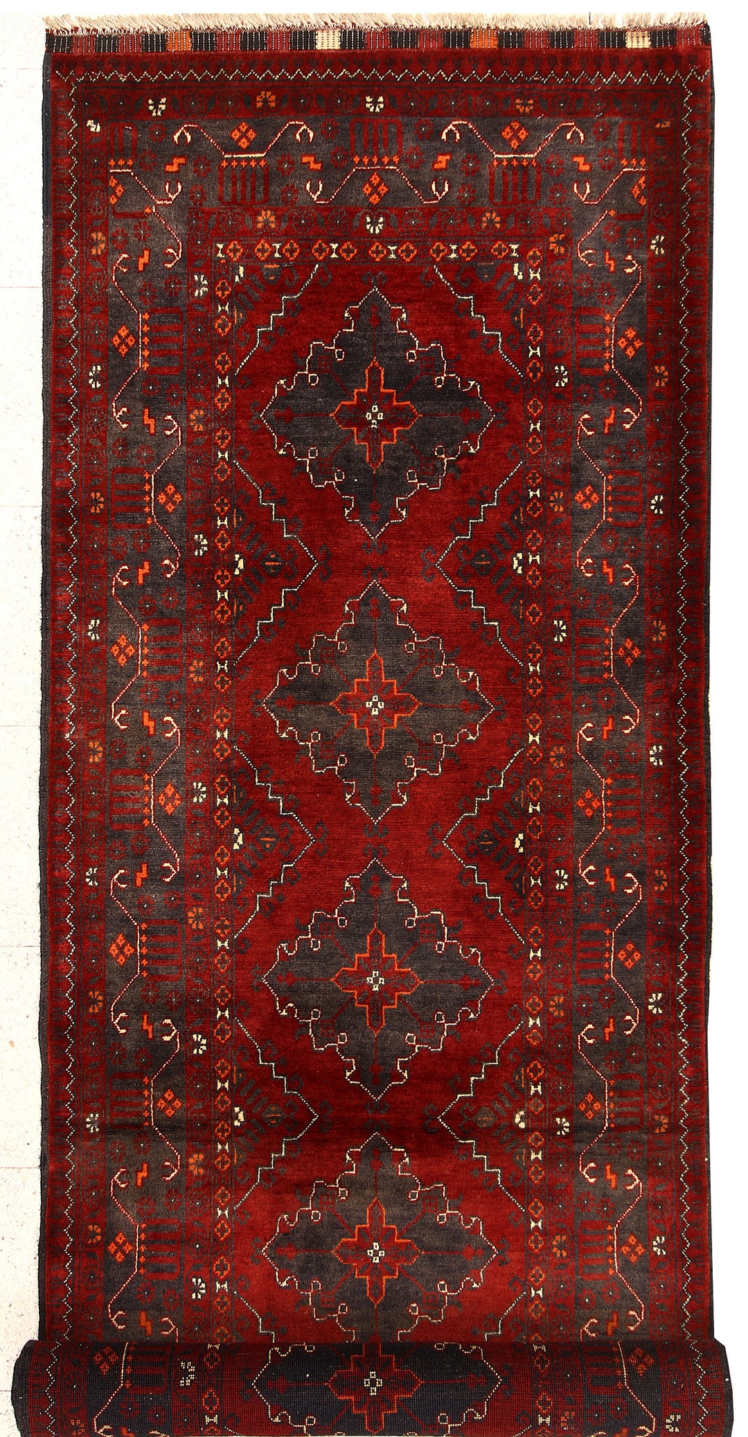 Maroon Afghan Khal Mohammadi Rug 2' 11 x 9' 4 Hand-Knotted