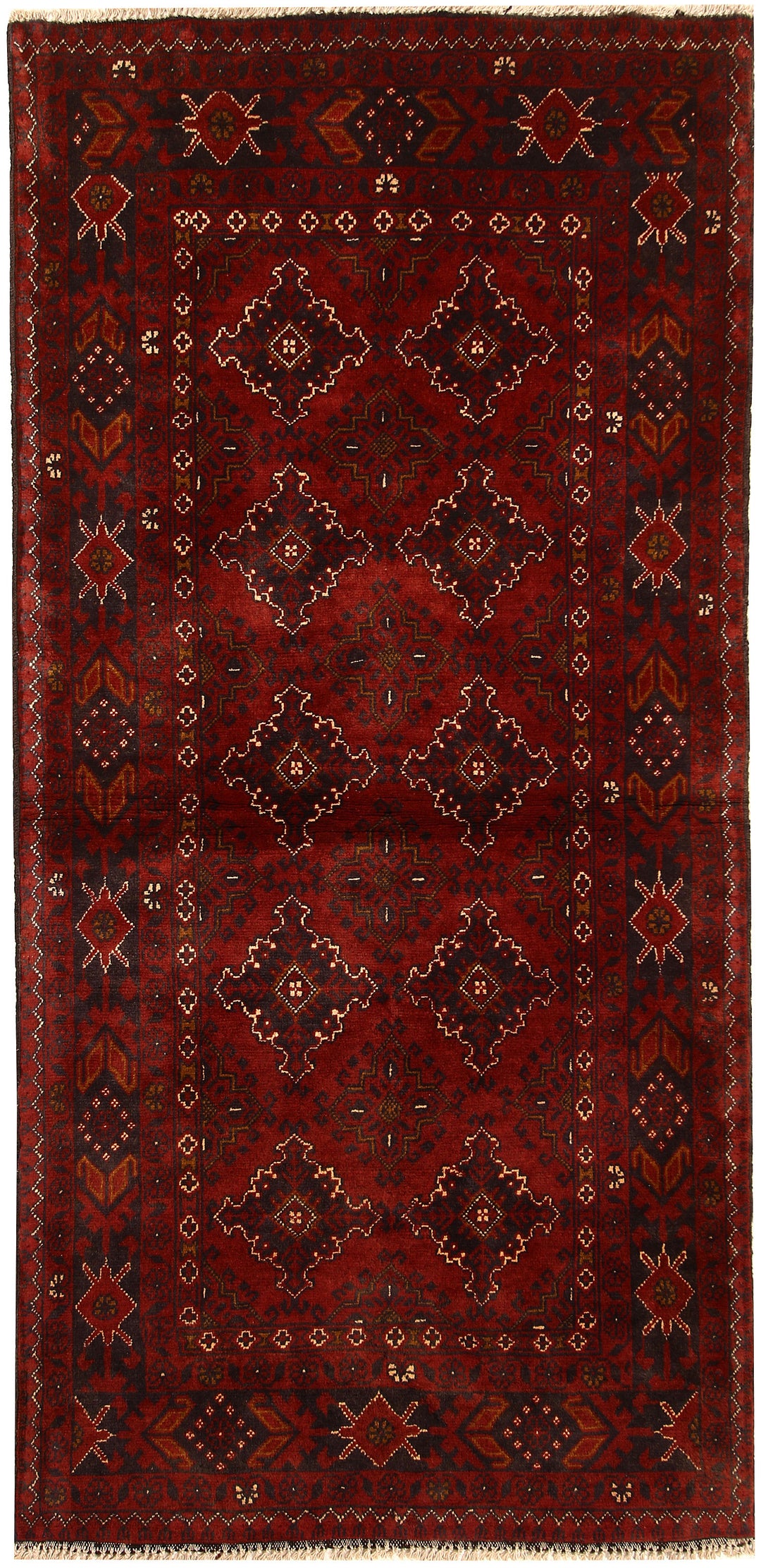 Maroon Afghan Khal Mohammadi Rug 3' x 6' 4" Hand-Knotted