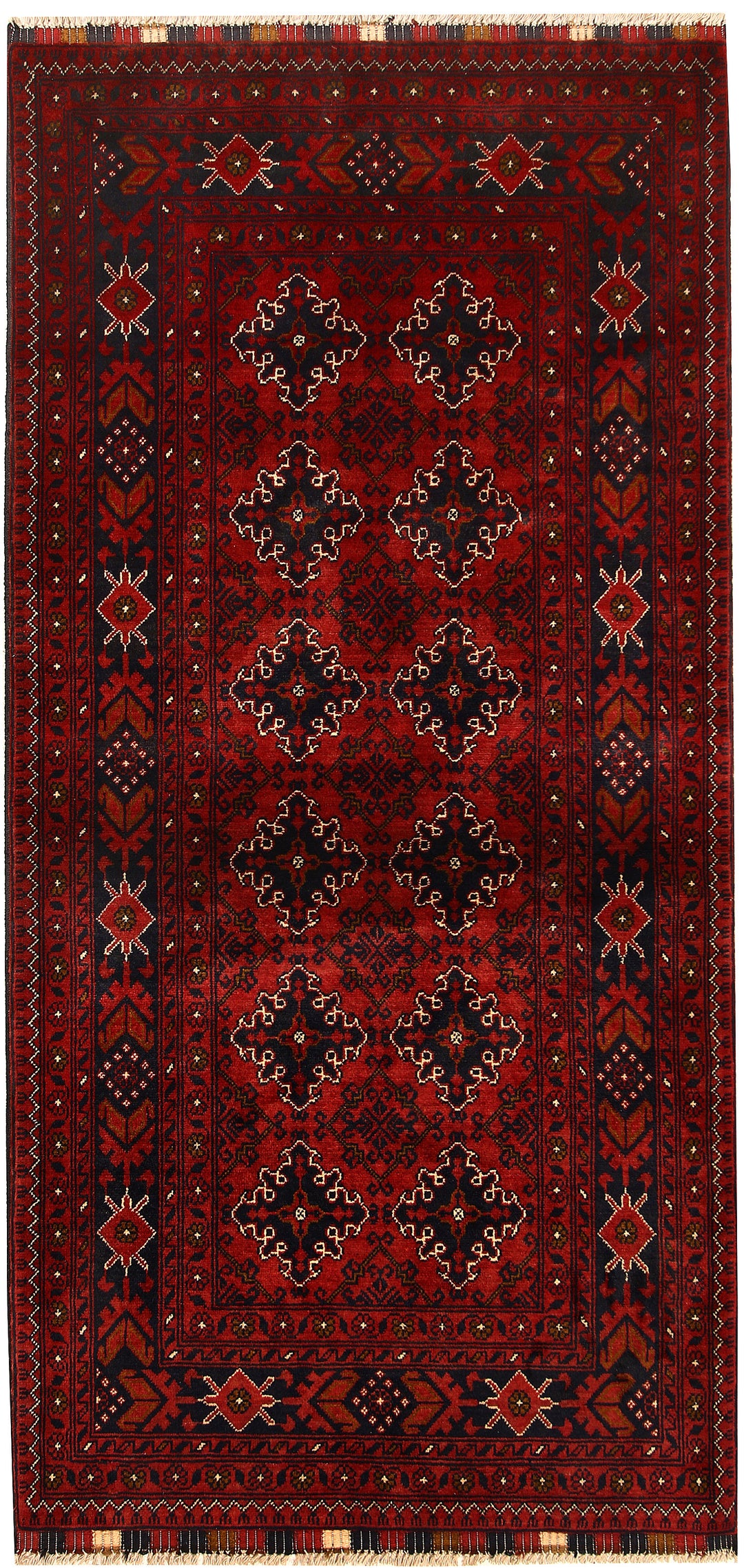 Maroon Afghan Khal Mohammadi Rug 3' 2 x 6' 6 Hand-Knotted