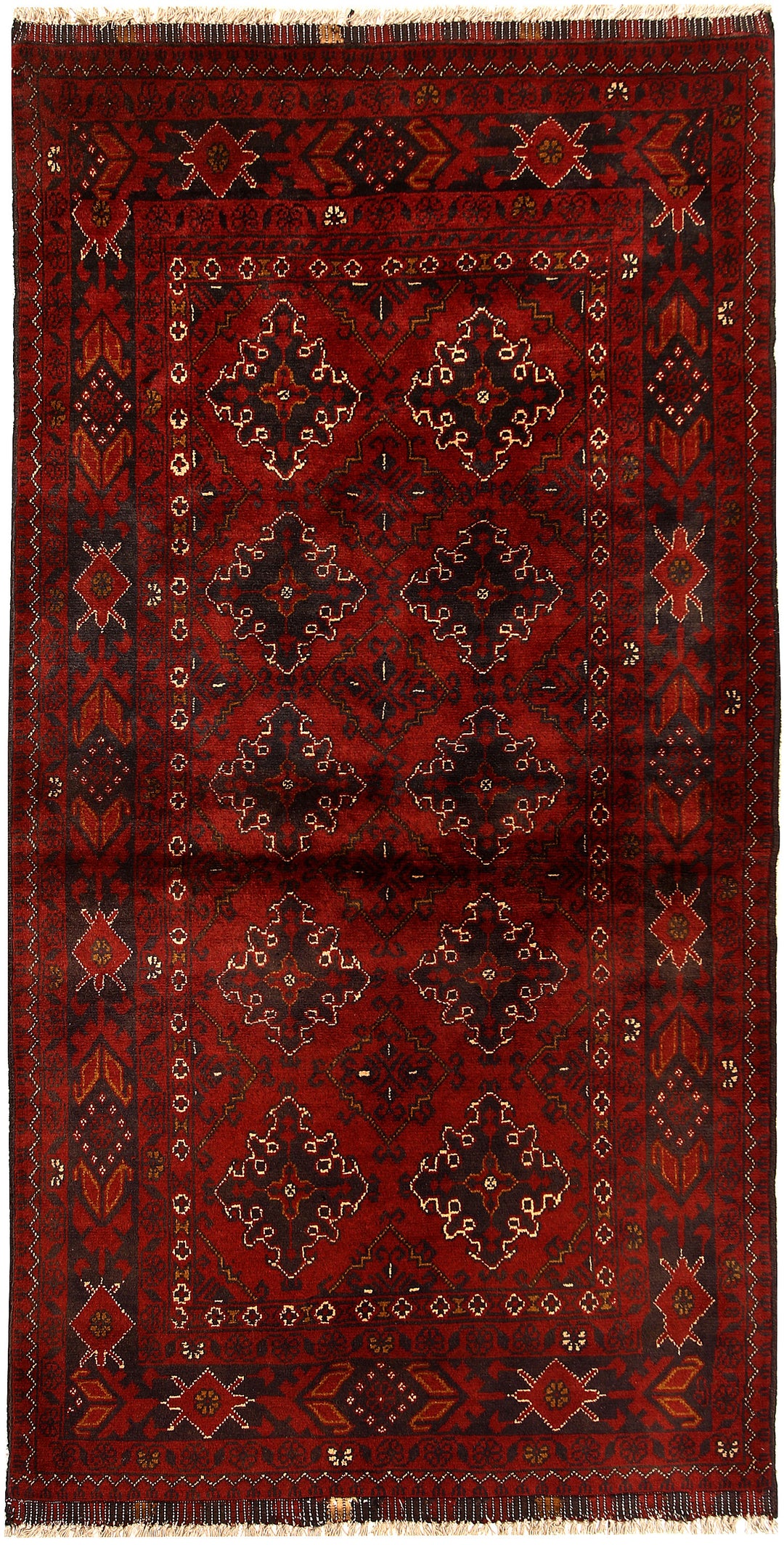 Maroon Afghan Khal Mohammadi Rug 3' 1 x 6' 4 Hand-Knotted