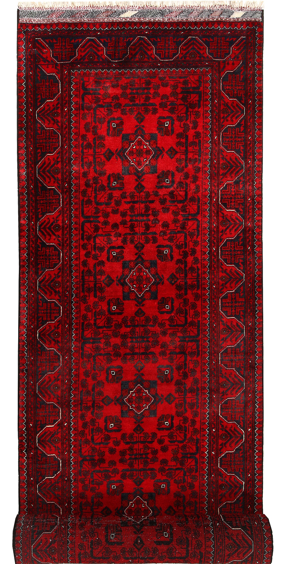Red Afghan Khal Mohammadi Rug 2' 9" x 12' 6" Hand-Knotted
