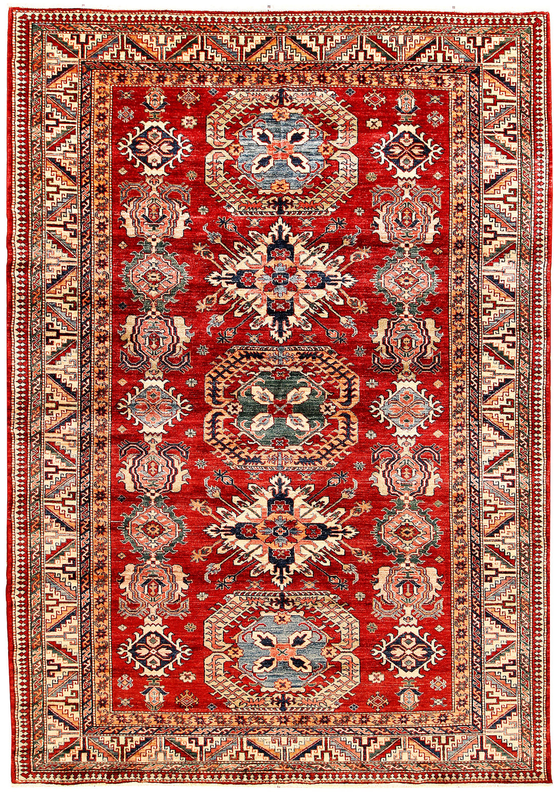 Red Kazak Rug 6' 8 x 9' 6 Hand-Knotted
