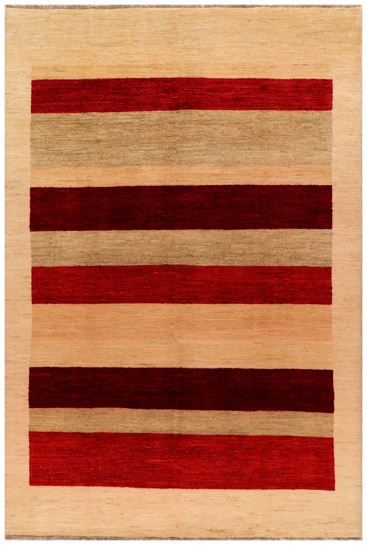 White Pakistani Gabbeh Rug 5' 6 x 8' Hand-Knotted