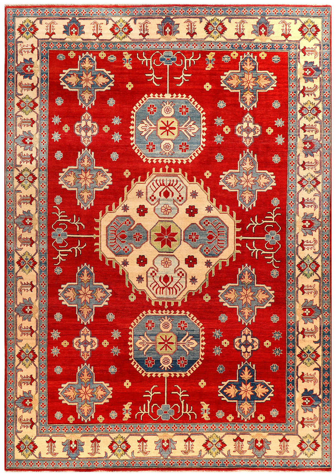 Red Afghan Kazak Rug 8' 3 x 11' 9 Hand-Knotted