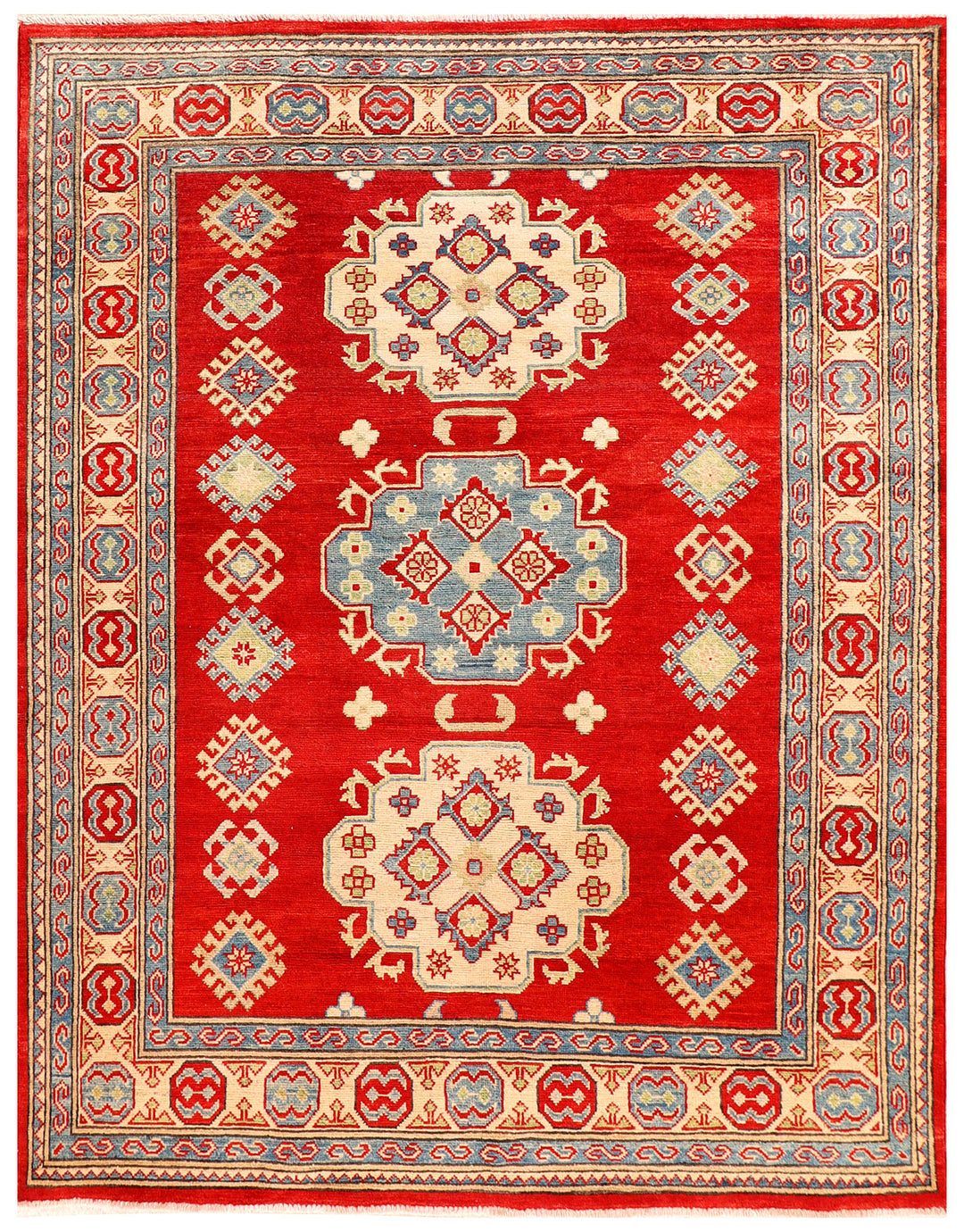 Red Kazak Rug 5' x 6' 5 Hand-Knotted