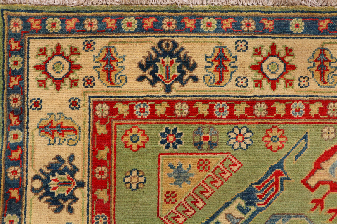 Afghan Kazak Rug 4' 9 x 6' 6 Hand-Knotted