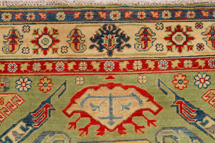 Afghan Kazak Rug 4' 9 x 6' 6 Hand-Knotted detail