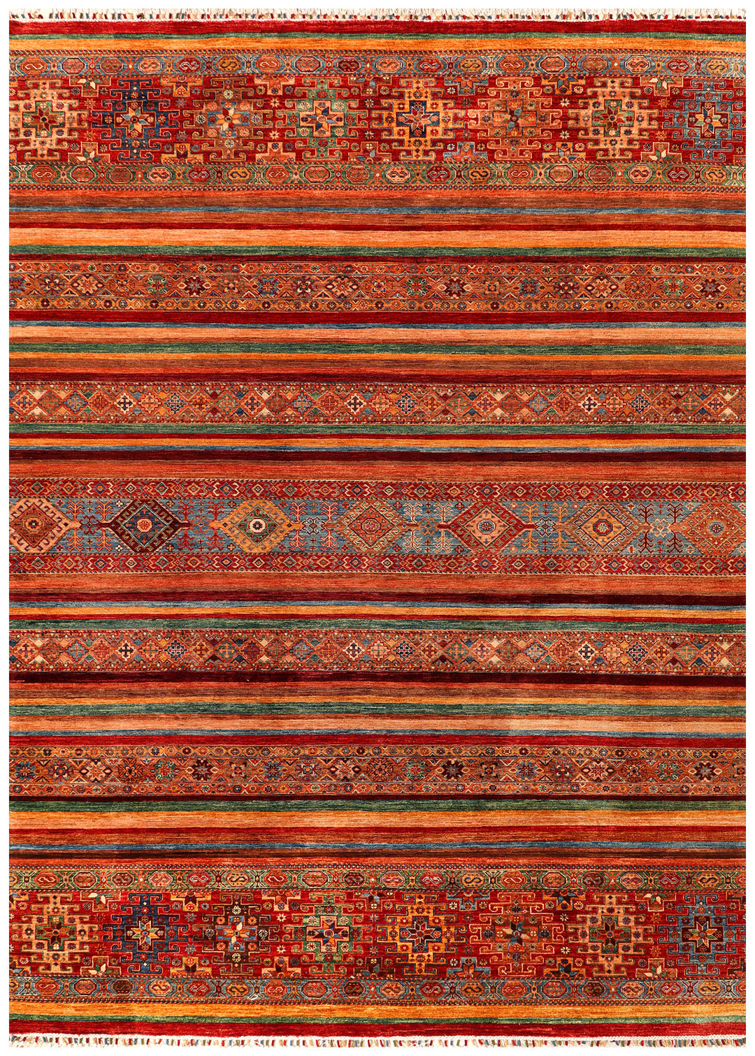 Afghan Kazak Rug 8' 9 x 11' 11 Hand-Knotted
