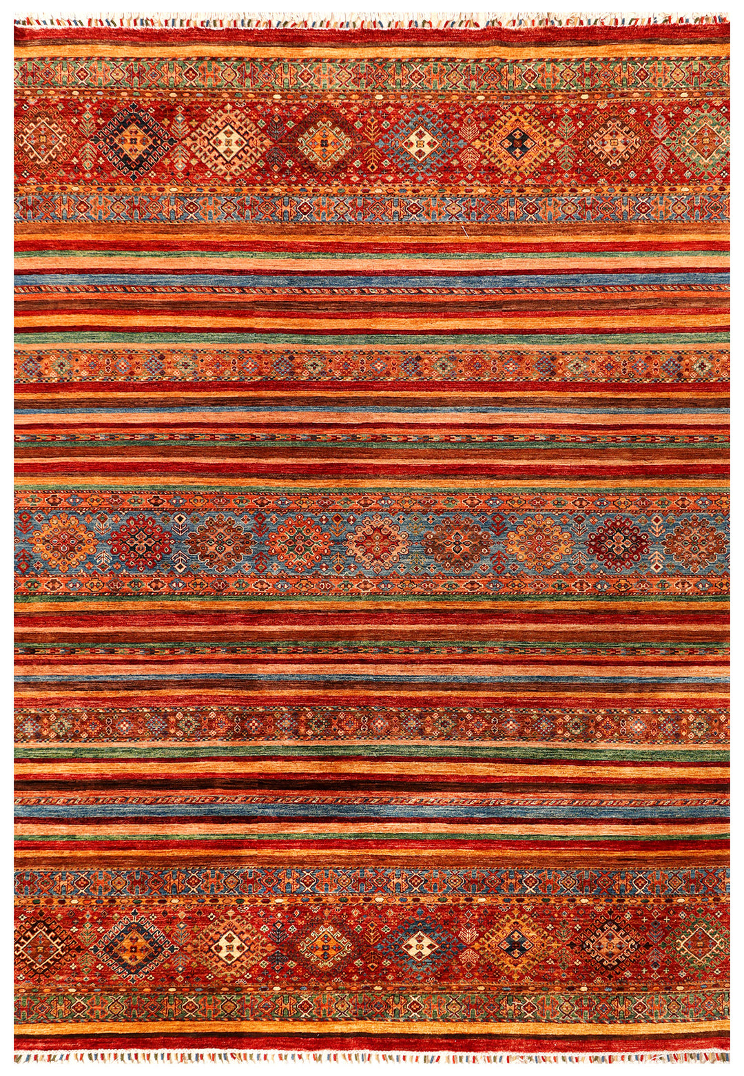 Afghan Kazak Rug 8' 2 x 11' 3 Hand-Knotted