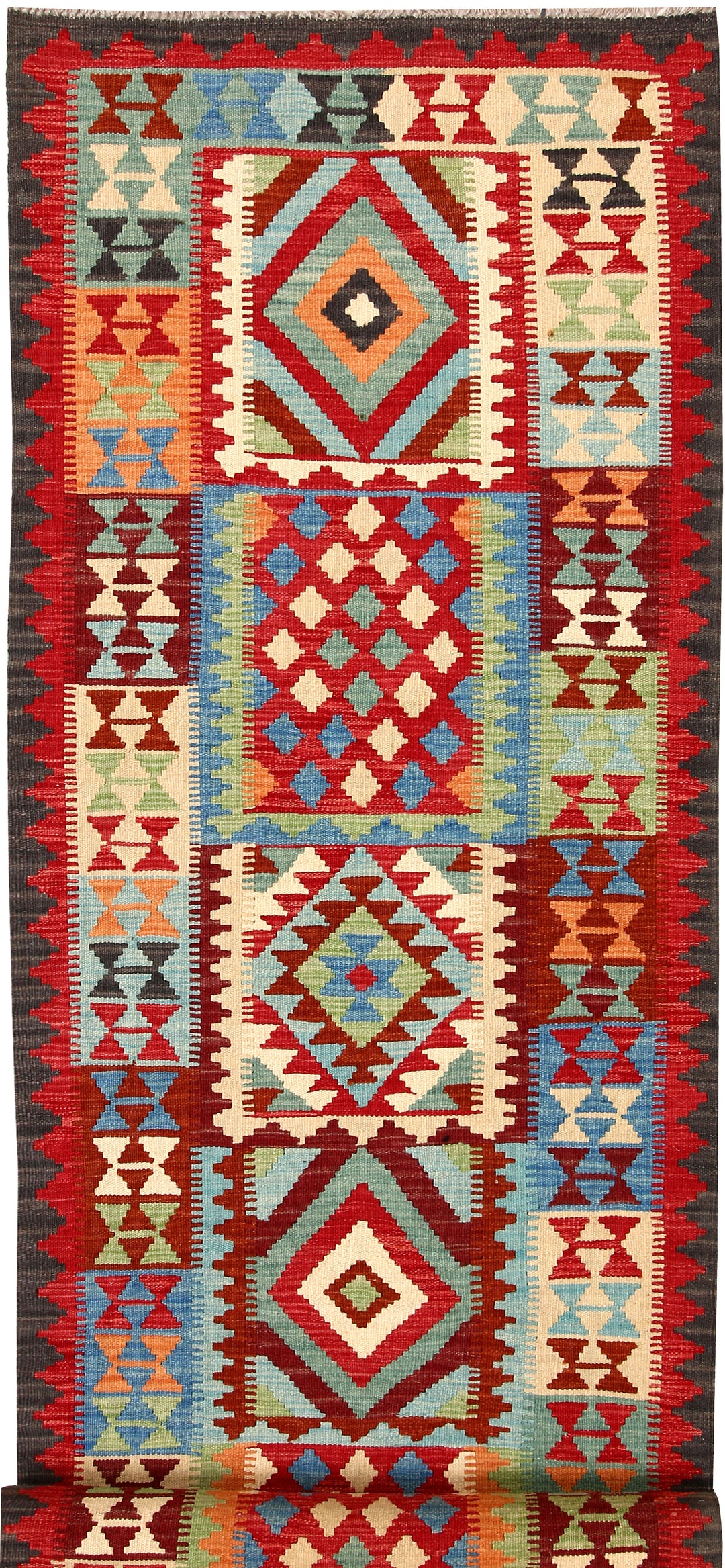 Afghan Kilim Rug 2' 9 x 10' Flat-Weave