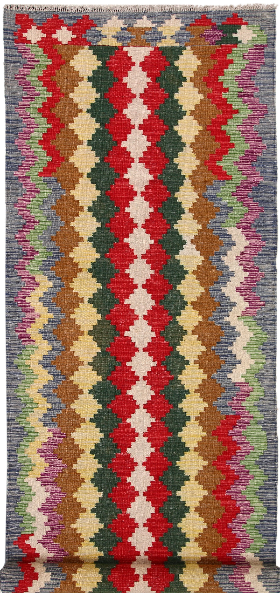 Afghan Kilim Rug 3' 3" x 9' 9" Flat-Weave