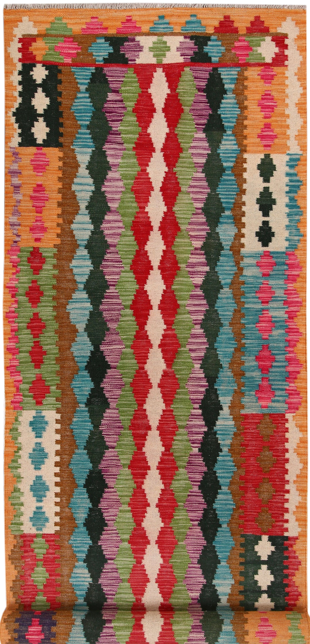 Afghan Kilim Rug 3' 3" x 11' Flat-Weave
