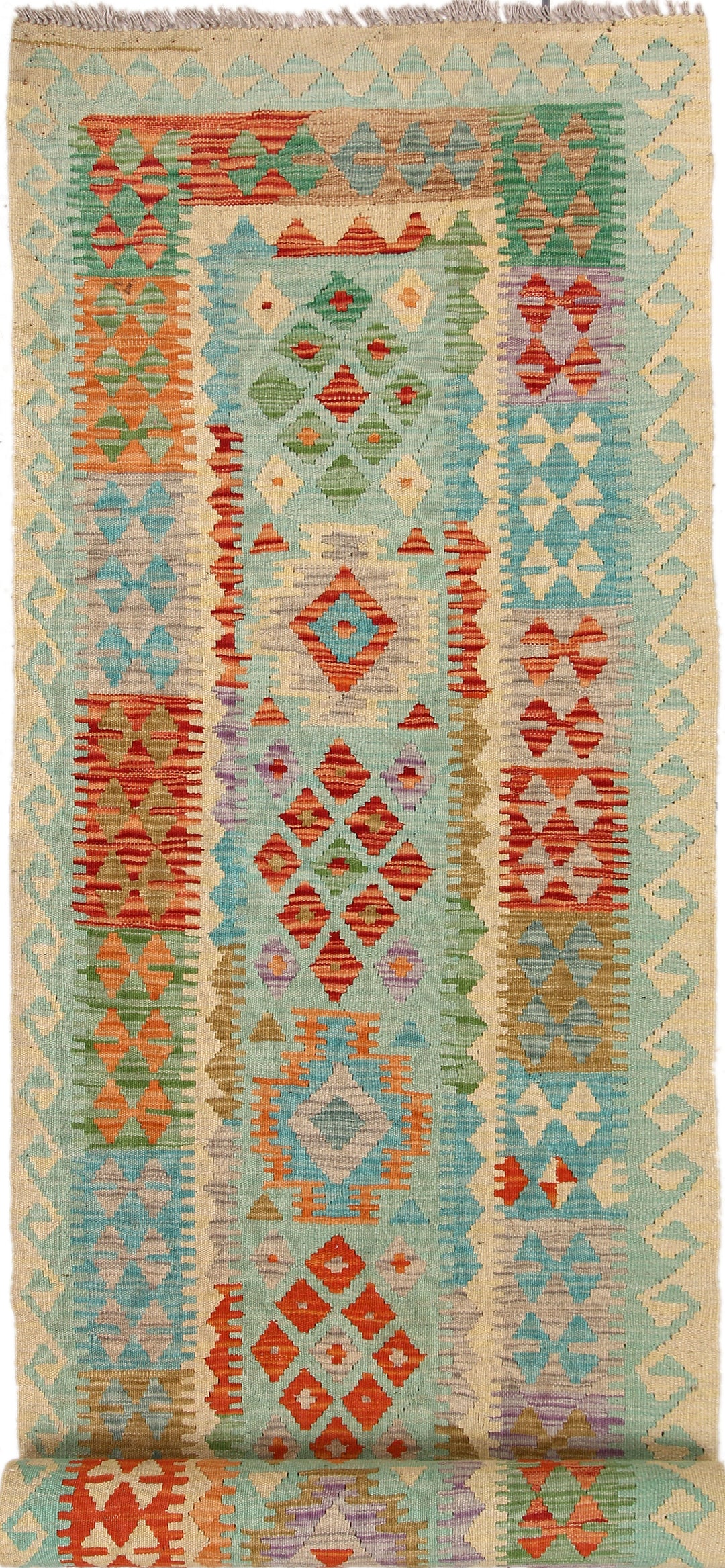 Afghan Kilim Rug 2' 8" x 12' 8" Flat-Weave