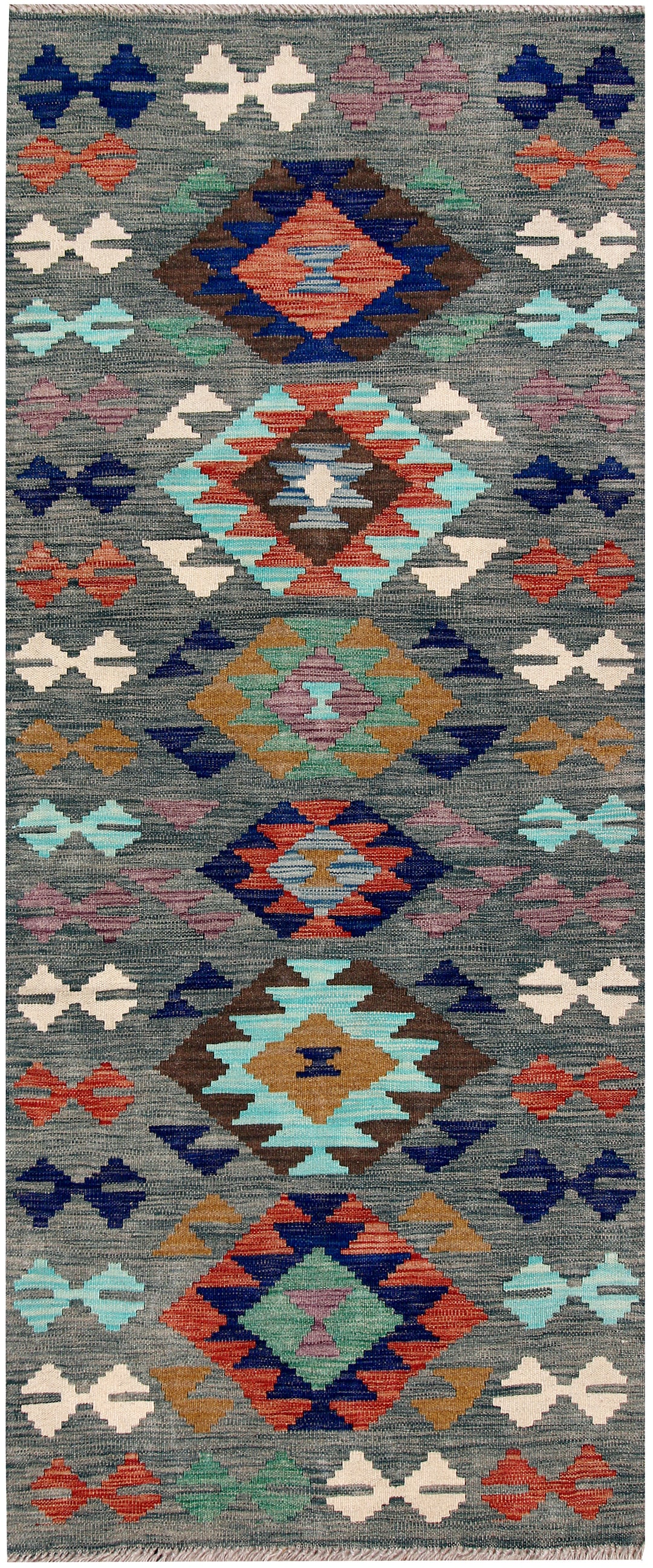 Afghan Kilim Rug 2' 8 x 6' 5 Flat-Weave