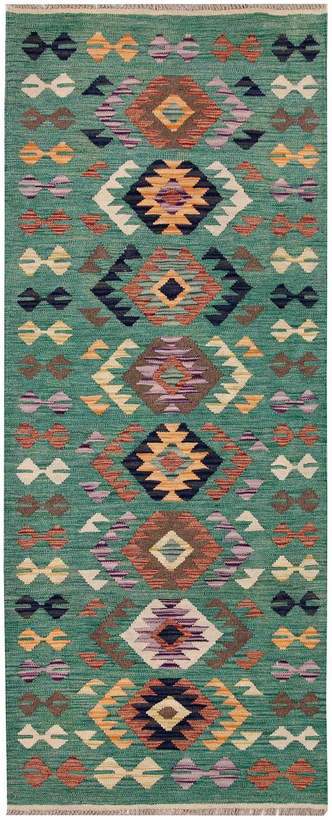 Afghan Kilim Rug 2' 7" x 6' 5" Flat-Weave