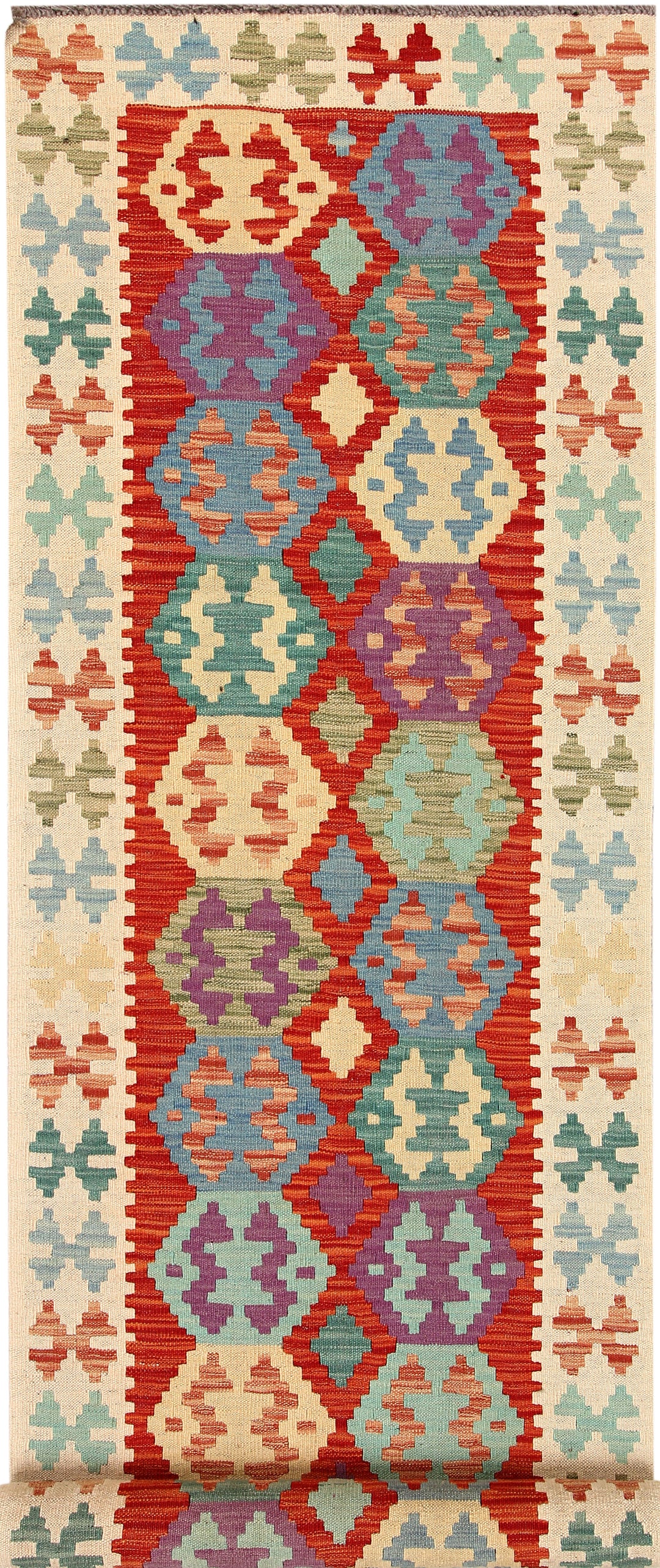 Afghan Kilim Rug 2' 7" x 9' 7" Flat-Weave