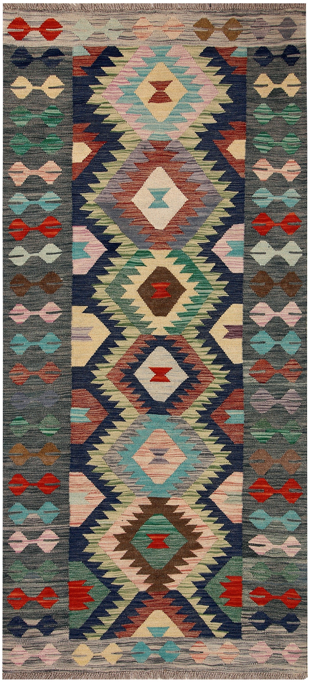 Afghan Kilim Rug 3' x 6'6" Flat-Weave