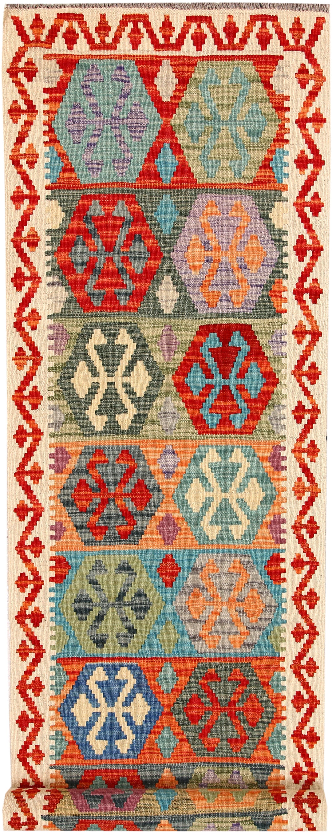Afghan Kilim Rug 2' 6" x 9' 4" Flat-Weave